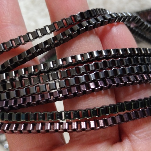 Vintage Women's Silver Gray Brown Tone Multi Strand Metal Chain Necklace - Picture 8 of 8